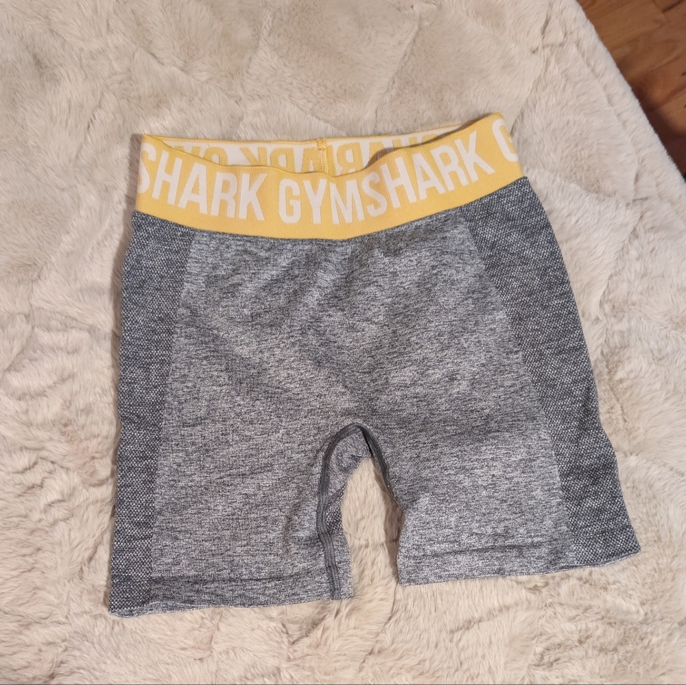 Gymshark Women's Gray Shorts with Yellow Waistband